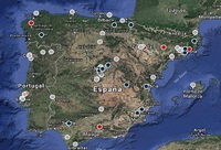 Mapa de Google Maps de las gasineras de GNC en la Península Ibérica y Baleares